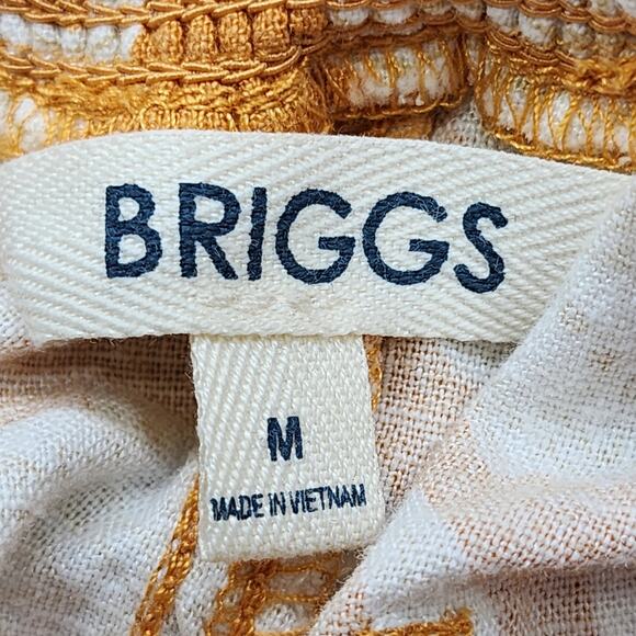 Briggs Shorts Womens M Golden Yellow Floral Linen Blend Pull On Casual Summer - Picture 3 of 11